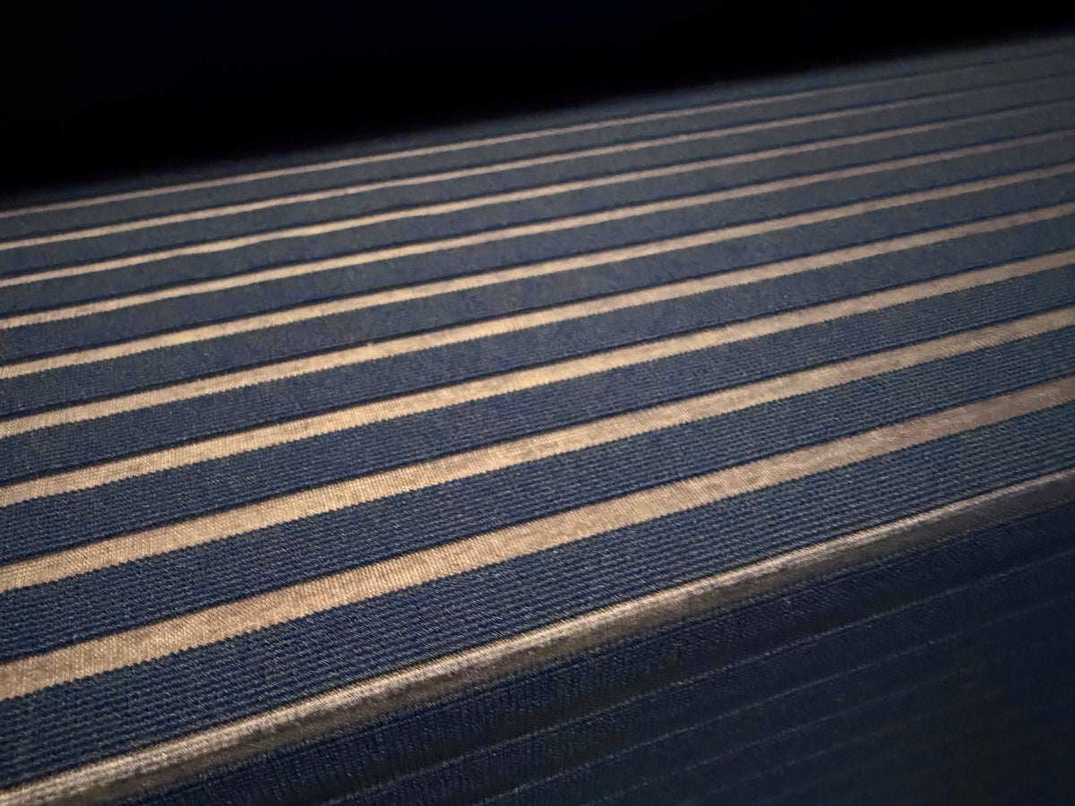 Ottoman rib stretch double jersey fabric , per metre - burnout stripe - navy blue