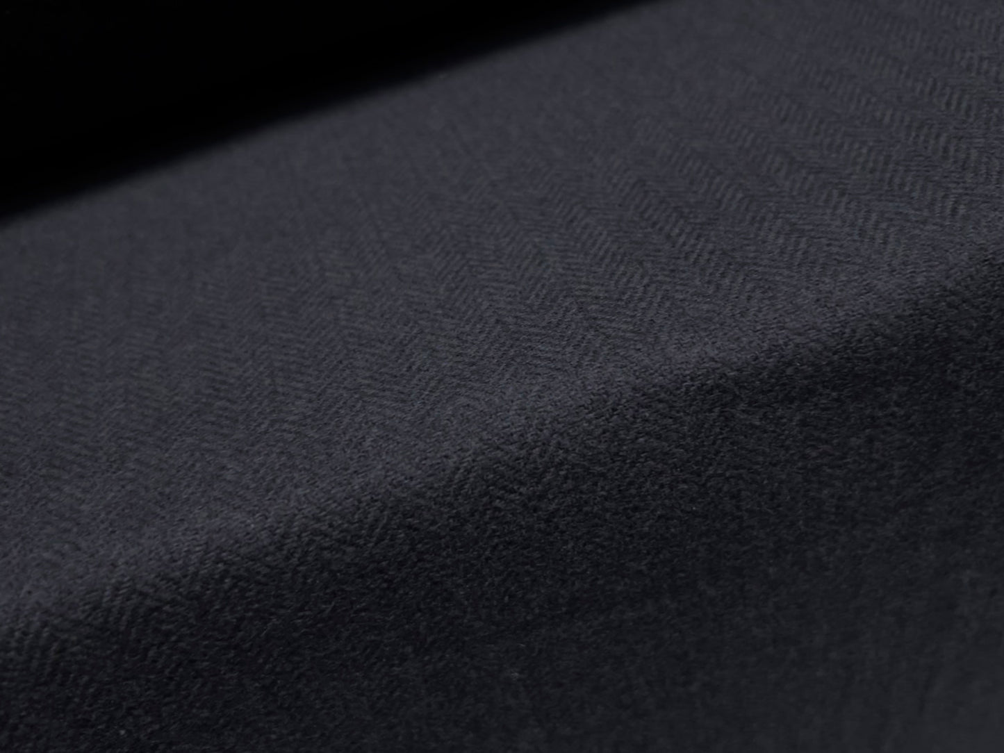 Wool blend coat jacket fabric, per metre - herringbone weave - dark navy blue