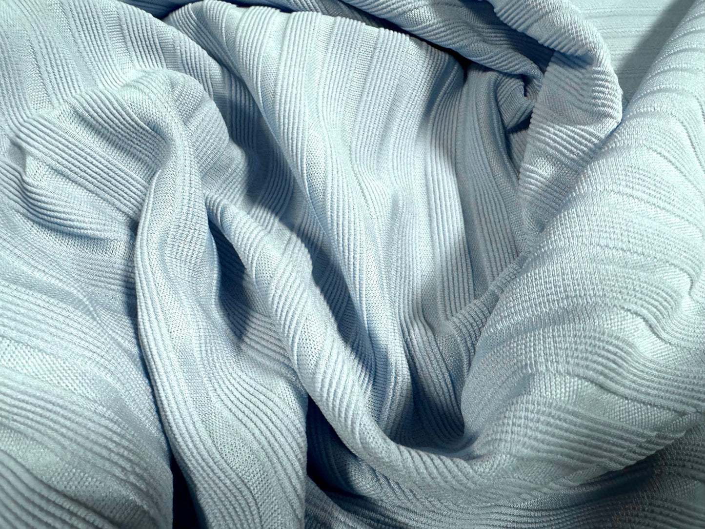 Ottoman rib stripe stretch jersey fabric , per metre - burnout stripe - baby blue