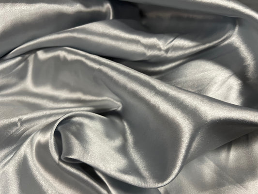 Silky satin woven dress fabric, per metre - plain - light silver