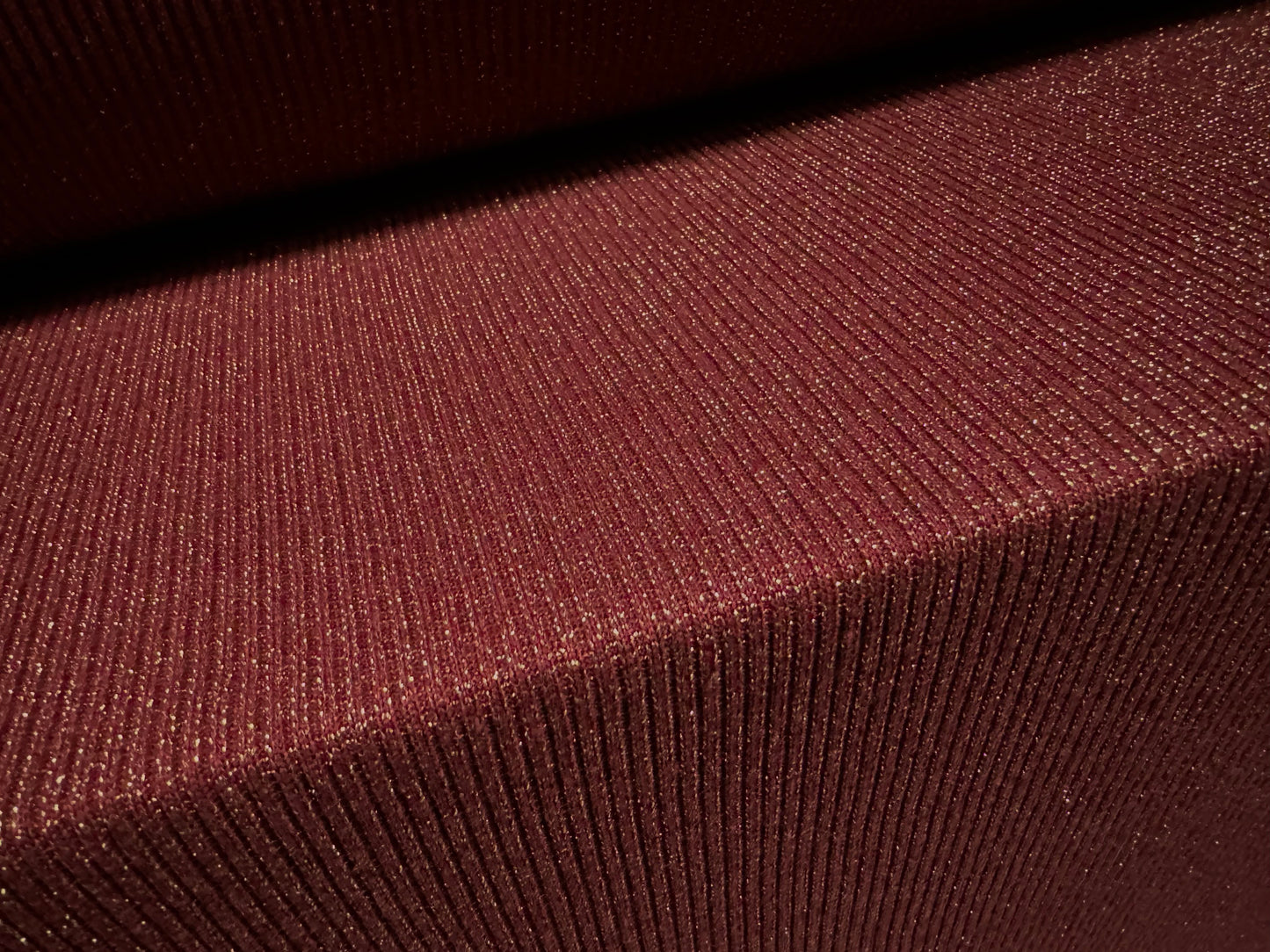 Metallic ribbed knitwear jersey fabric, per metre - wine & gold lurex