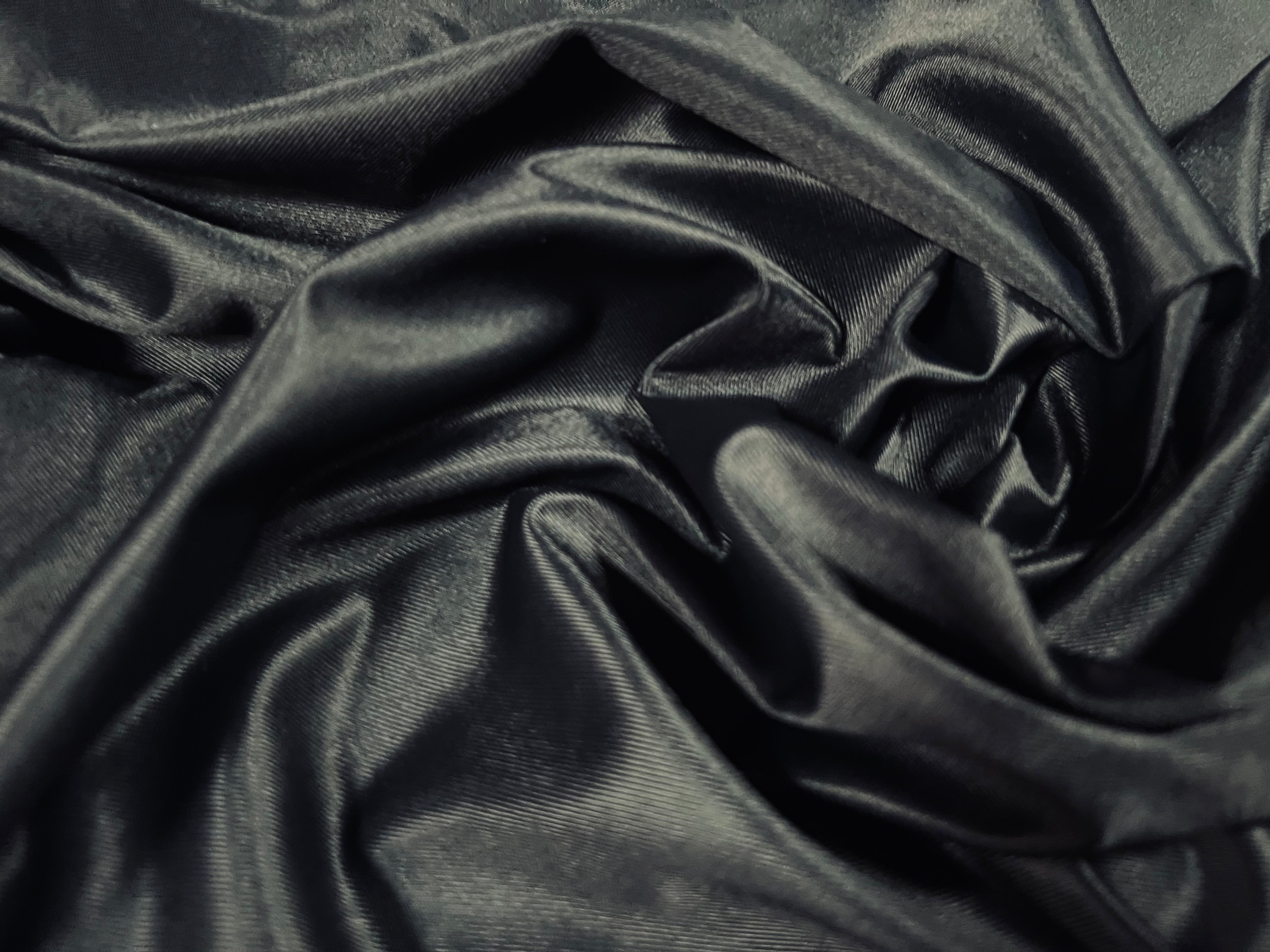 Trilobal nylon sateen fabric, per metre - plain - black – thefabricmerchant