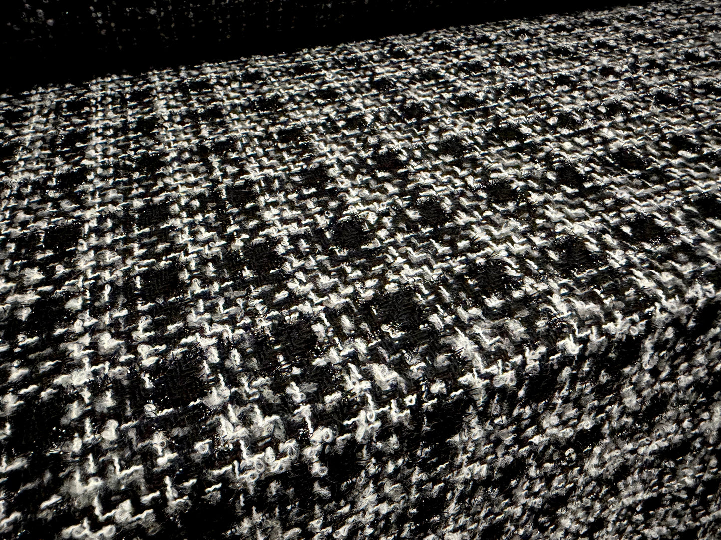 Metallic wool bouclé fabric, per metre - check - black & white