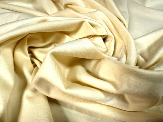 Viscose spandex stretch single jersey fabric, per metre - plain - Guernsey cream