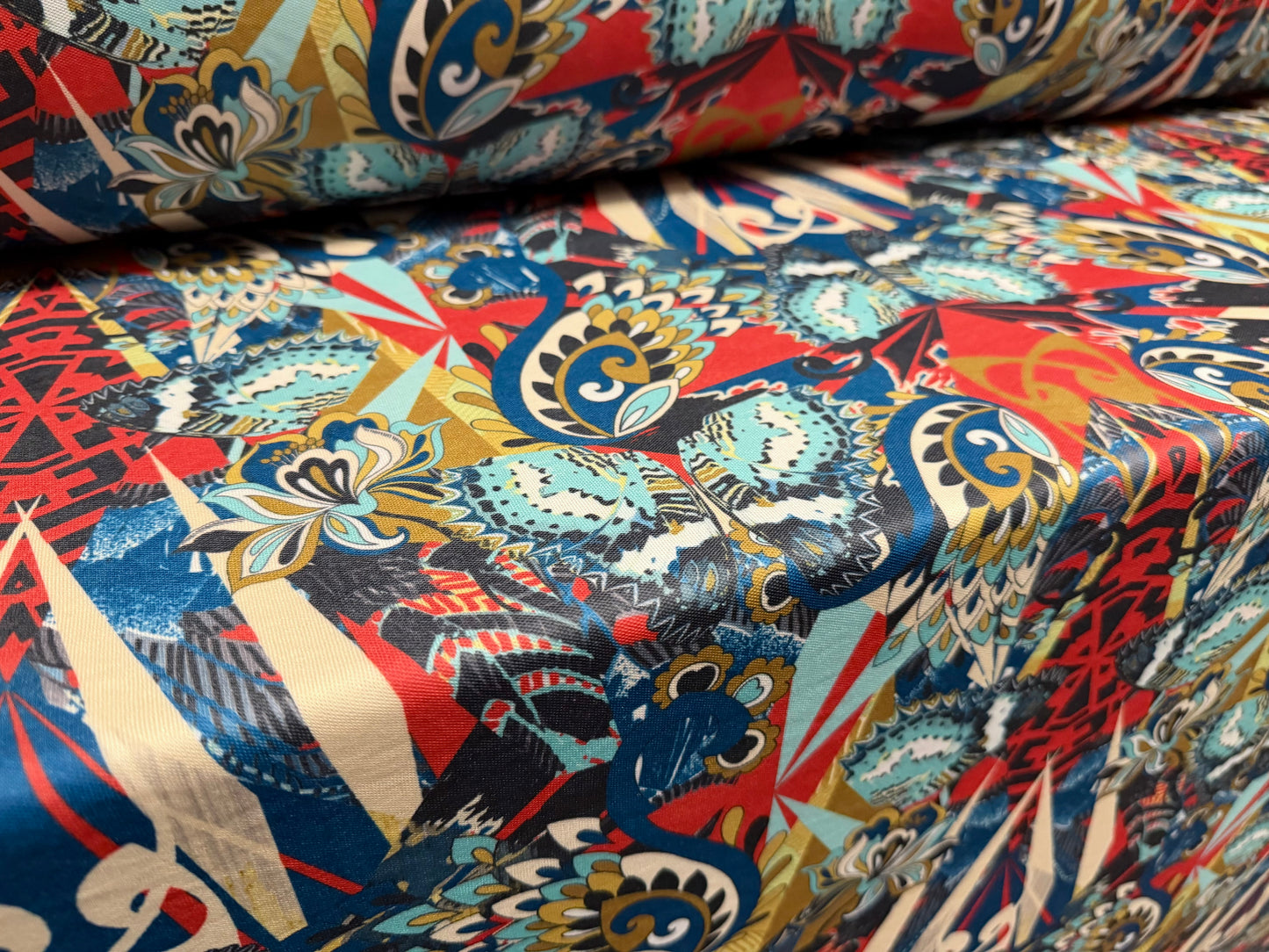 Toledo double jersey fabric, per metre - butterfly fantasy print - multicolour