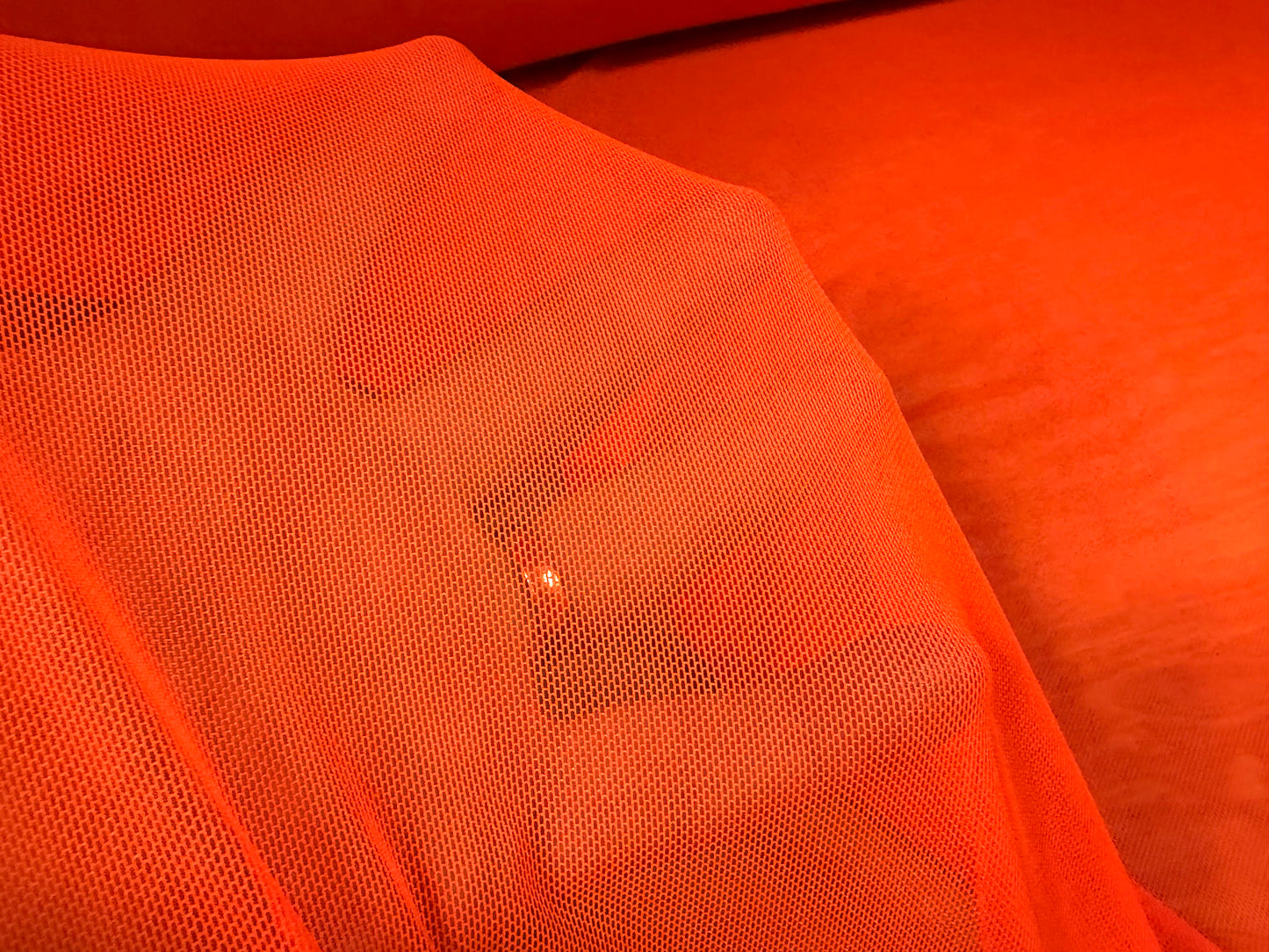 Power mesh net stretch spandex fabric, per metre - plain - fluorescent orange