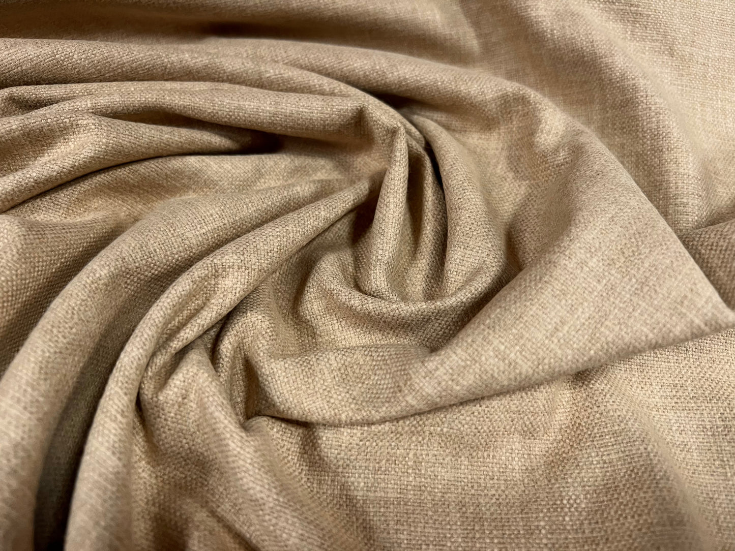 Linen mix home furnishing fabric, per metre - plain - stone