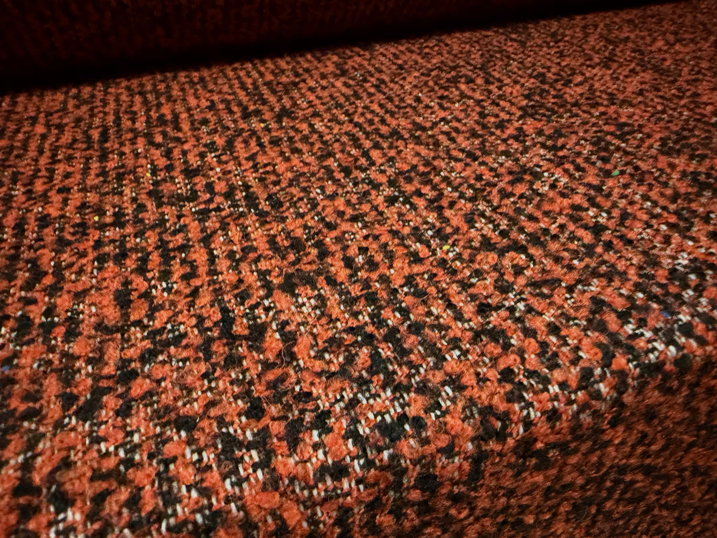 Heavyweight wool bouclé fabric, per metre - melange - burnt orange