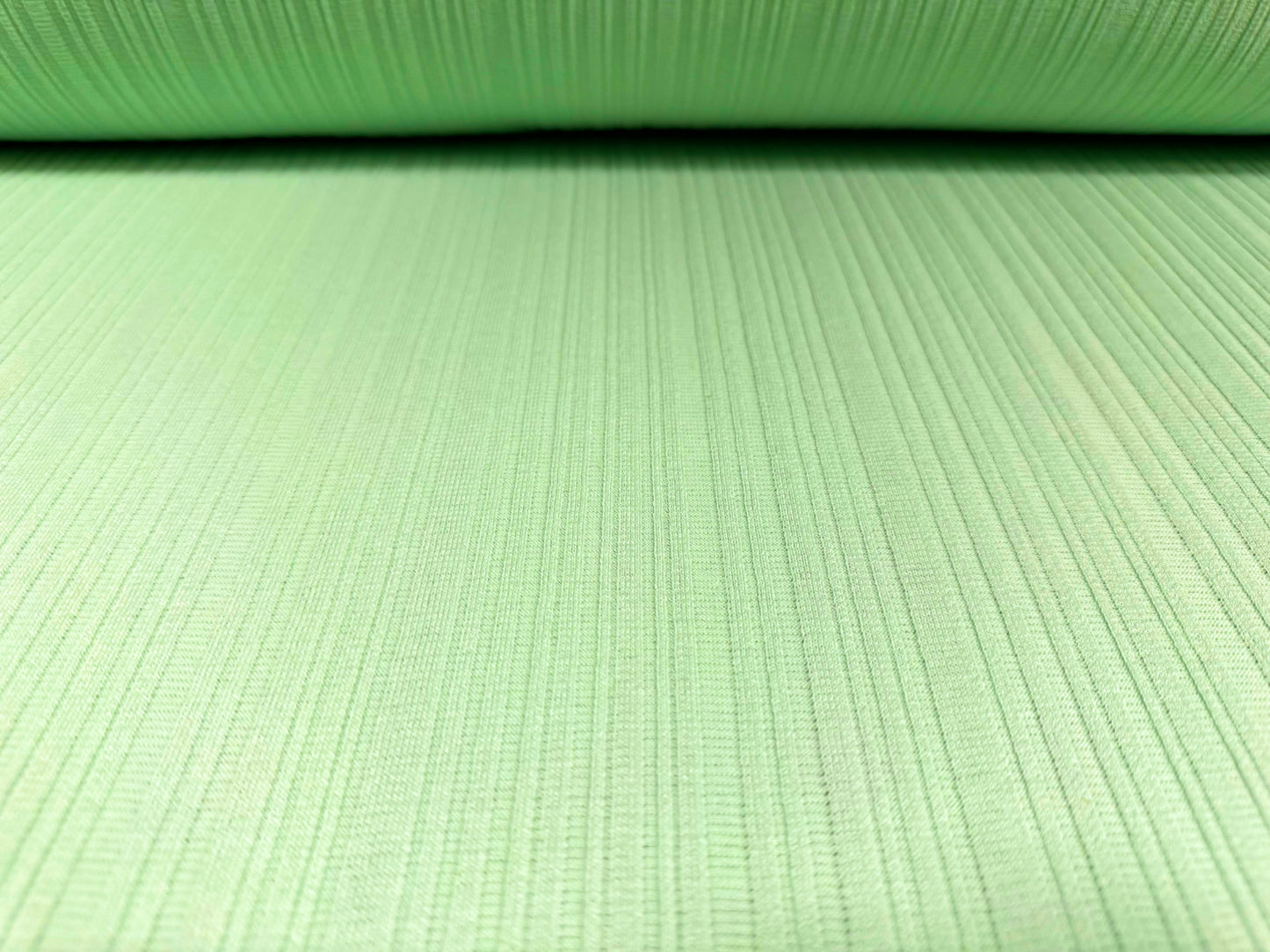 Heavyweight rib jersey fabric, per metre - raised stripe - mint green