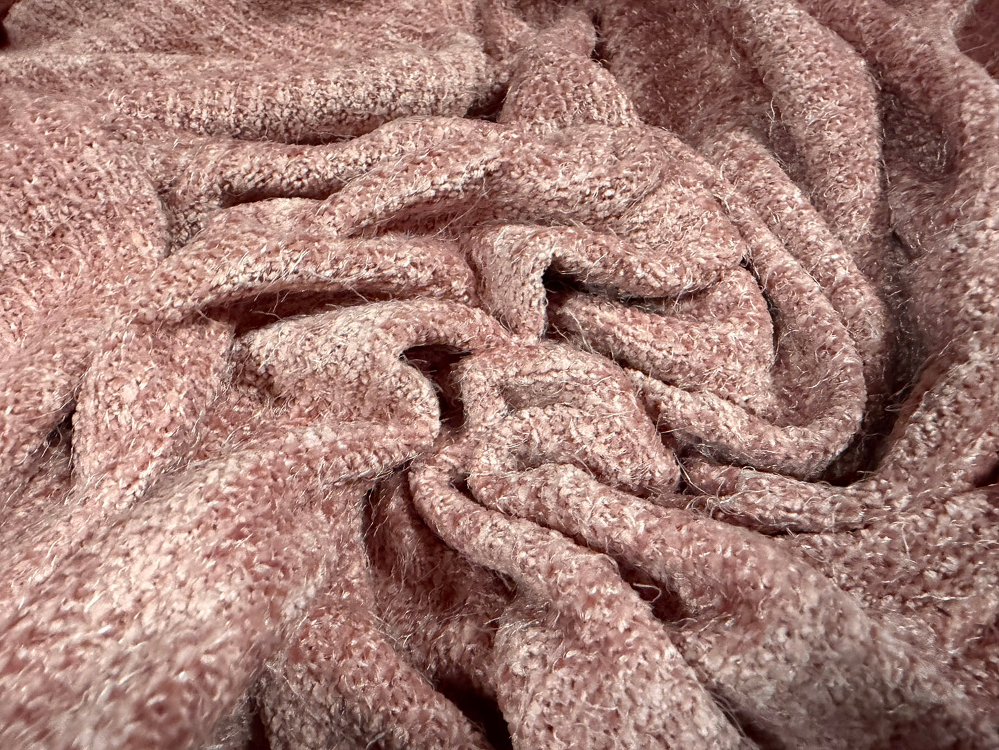 Faux mohair couture knitwear fabric, per metre - plain - pink