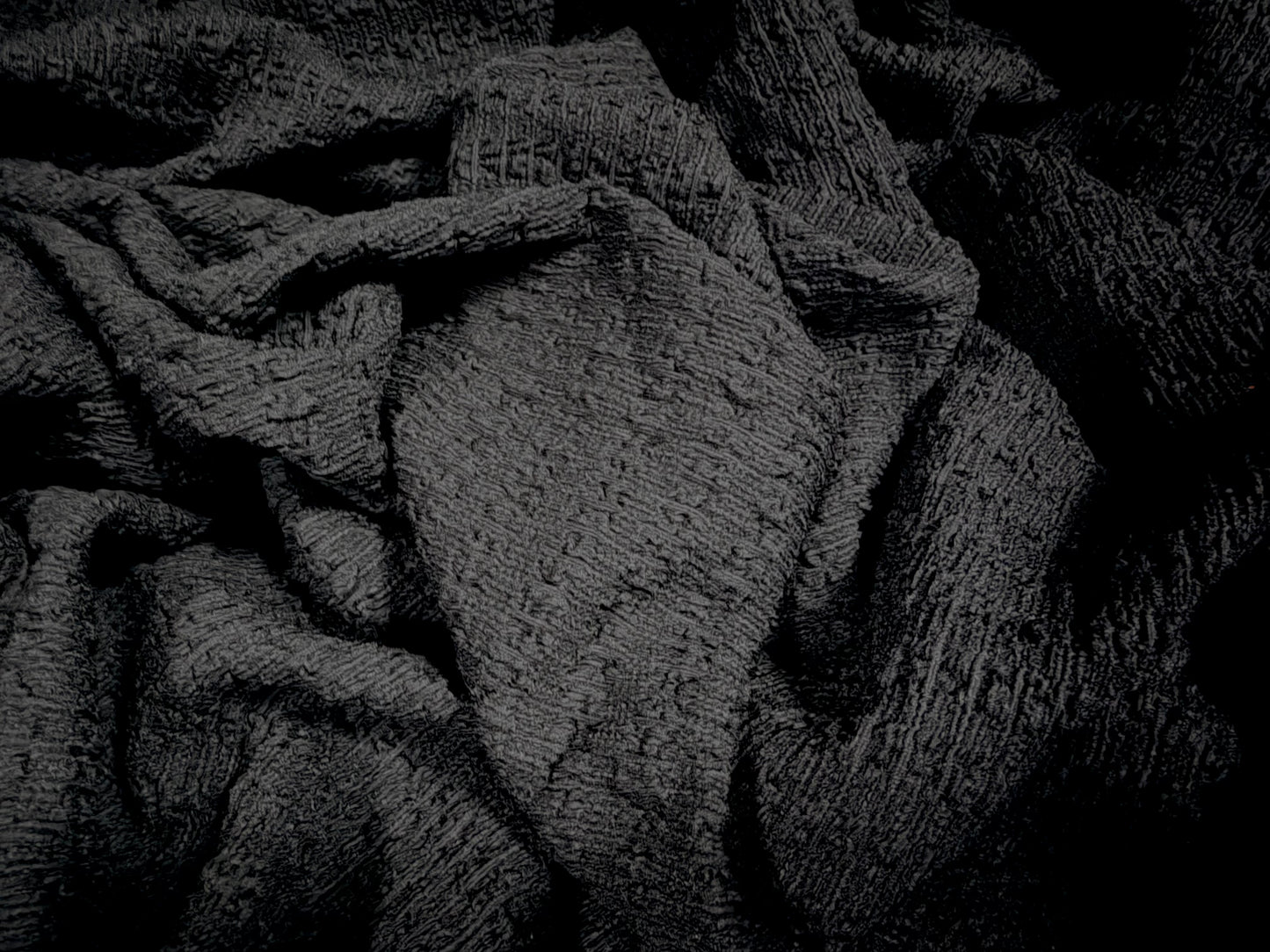 Stretch crepe woven fashion fabric, per metre - seersucker stripe - black