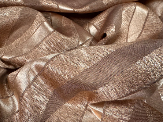 Sateen woven fabric, per metre - Art Deco jacquard - nude