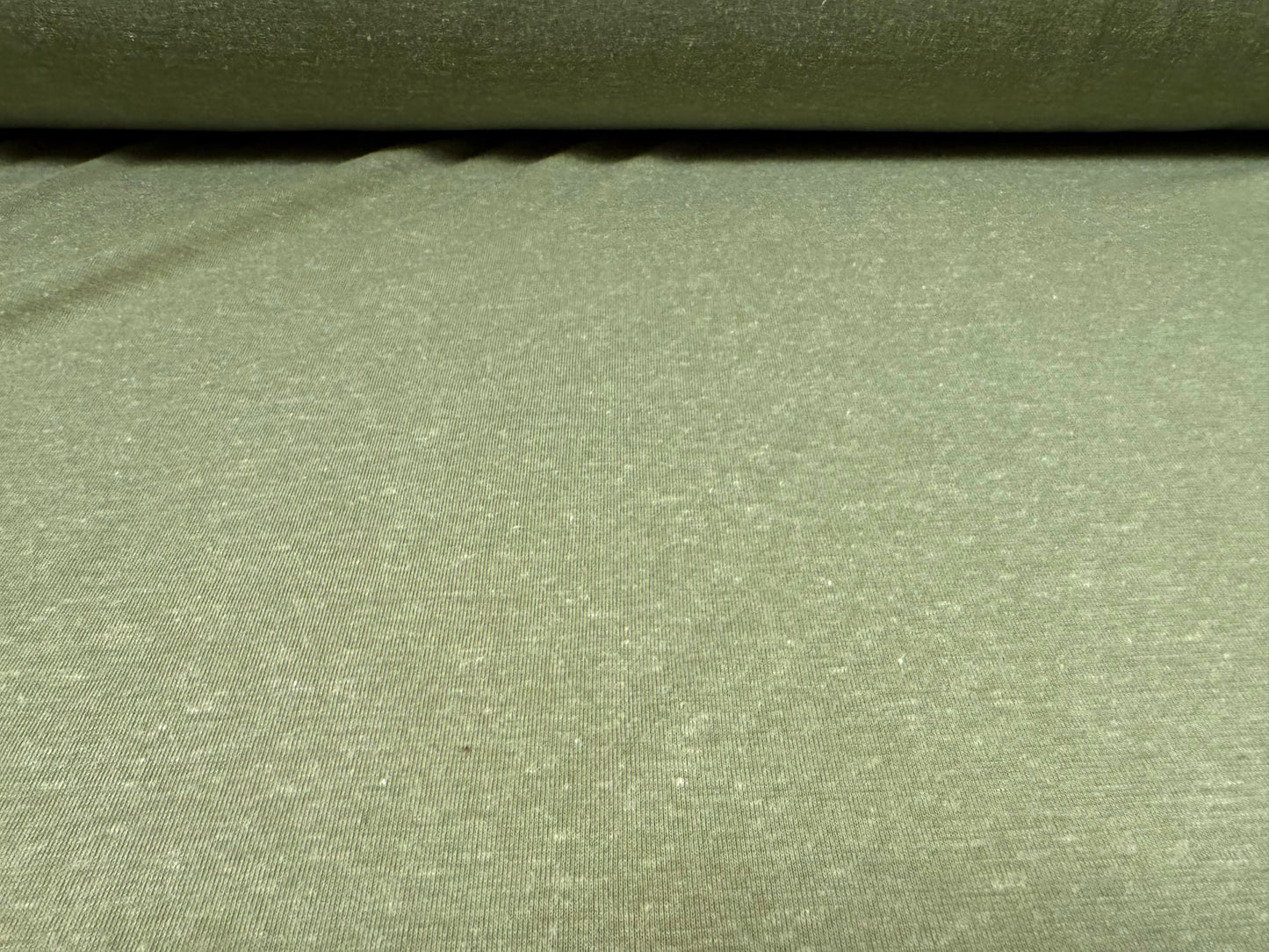 Soft handle single jersey fabric, per metre - fleck - sage green