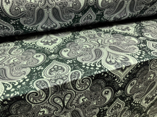 Swimwear stretch spandex jersey fabric, per metre - paisley print - aqua