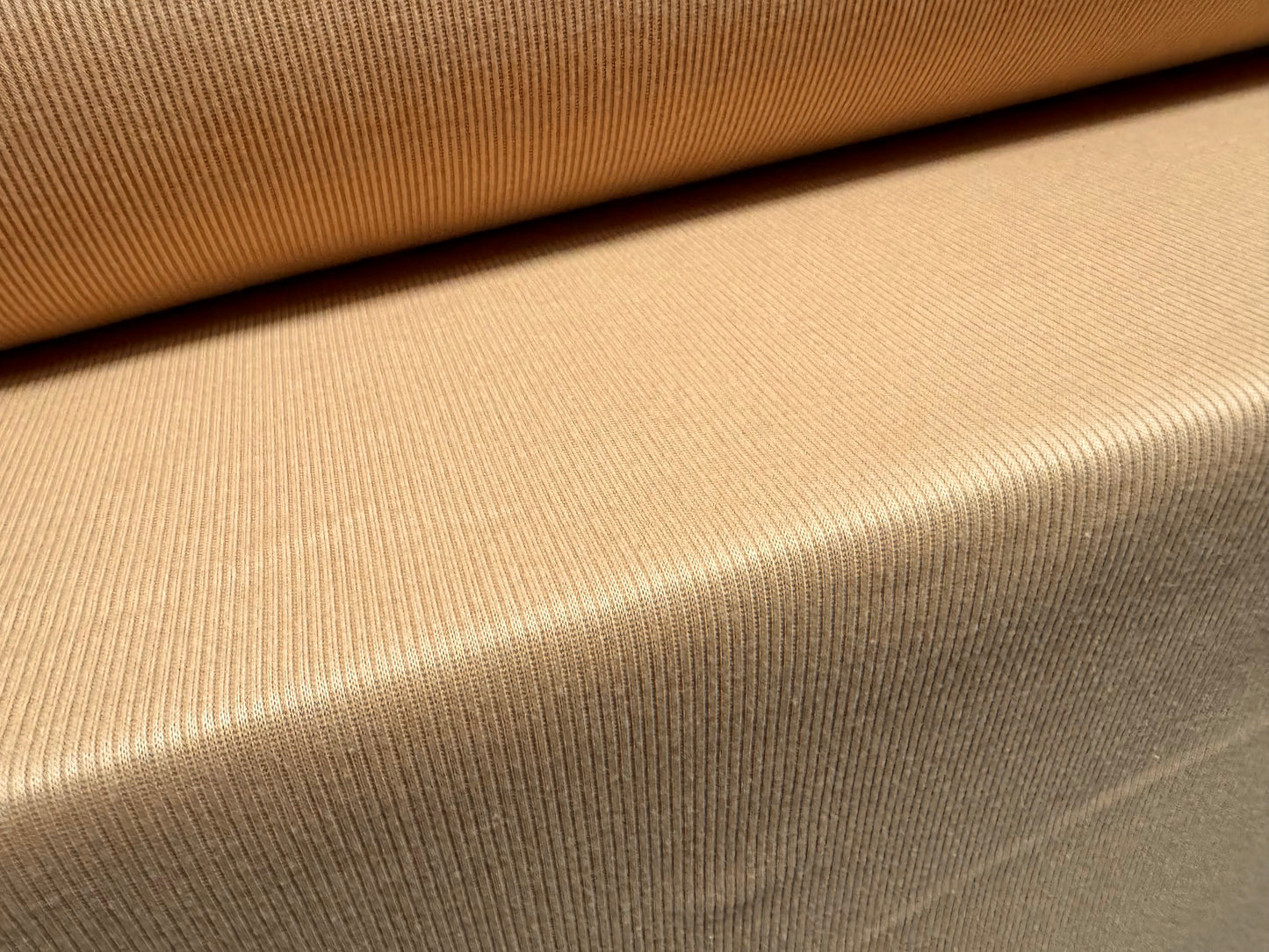 Soft handle 2x1 ribbed jersey knit fabric, per metre - plain - stone