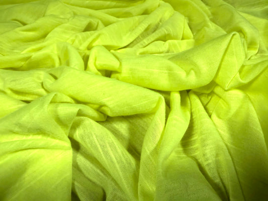 Soft handle slub single jersey fabric, per metre - plain - fluorescent yellow
