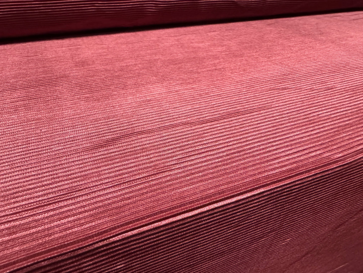 Fine Plissé pleated stretch satin dress fabric, per metre - plain - raspberry pink
