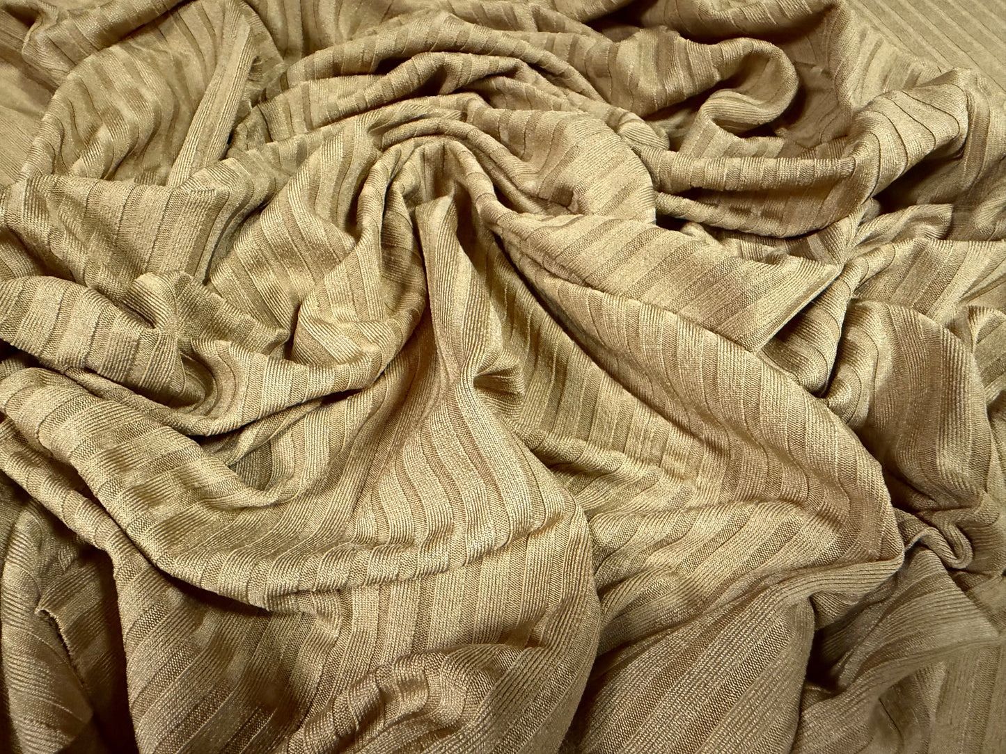 Stretch spandex rib jersey fabric, per metre - plain - camel