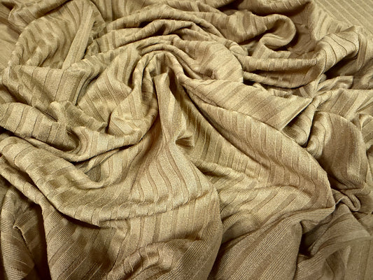 Stretch spandex rib jersey fabric, per metre - plain - camel