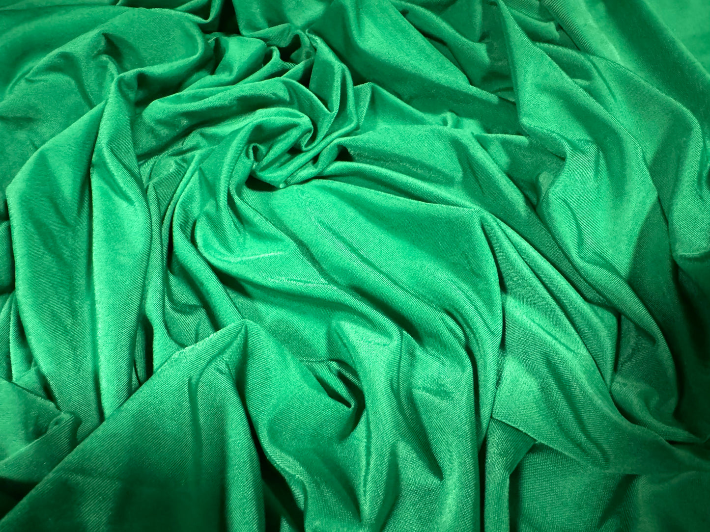 Soft touch spandex stretch jersey dress fabric, per metre - plain - emerald green