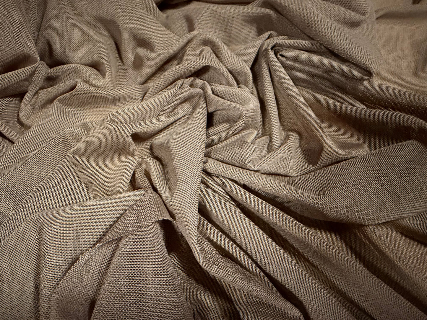 Power mesh net stretch spandex fabric, per metre - plain - taupe