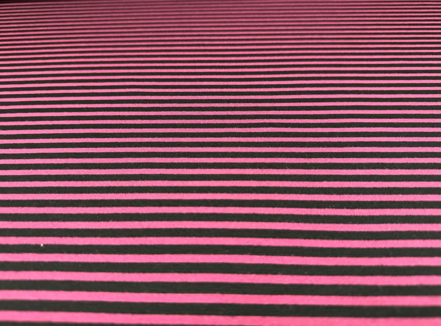 Viscose spandex stretch single jersey fabric, per metre - Breton stripe - fuchsia & black