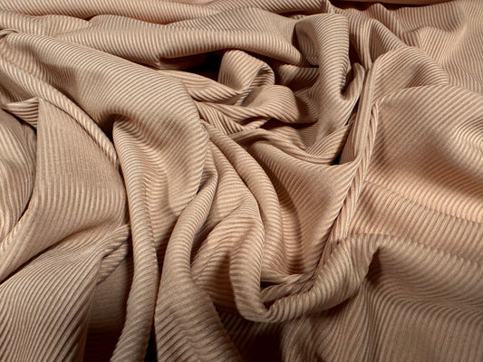 Fine ribbed spandex stretch jersey fabric, per metre - plain - nude