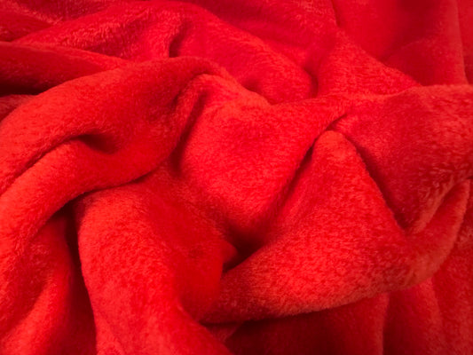 Lamb skin polar fleece fabric, per metre - plain - cherry tomato red