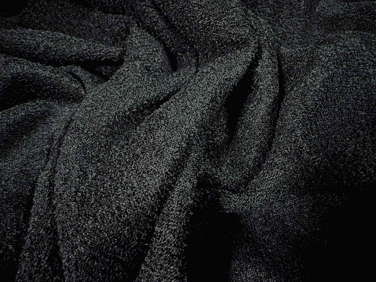 Super soft terry backed fleece fabric, per metre - plain - black