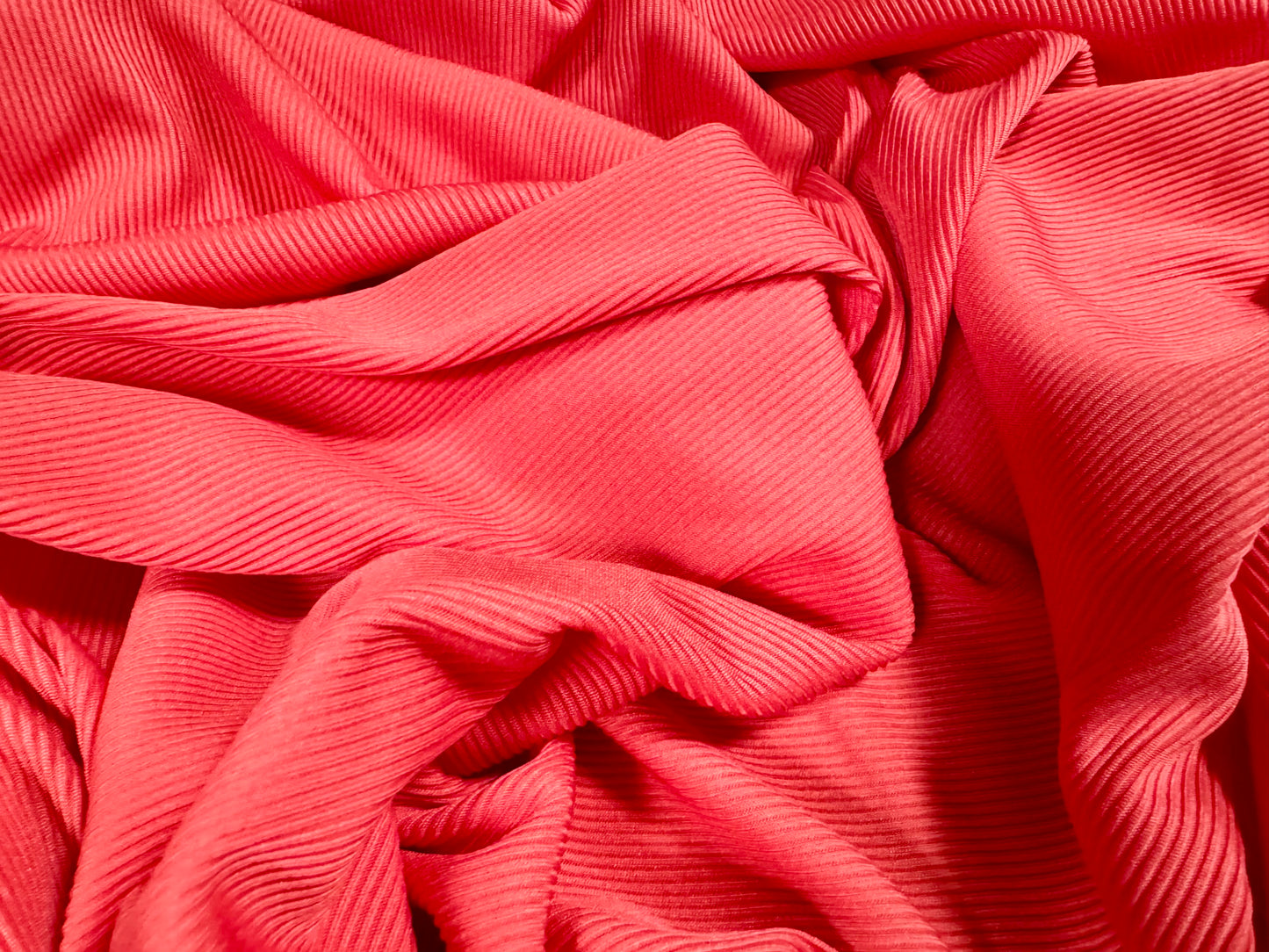 Fine ribbed spandex stretch jersey fabric, per metre - plain - coral