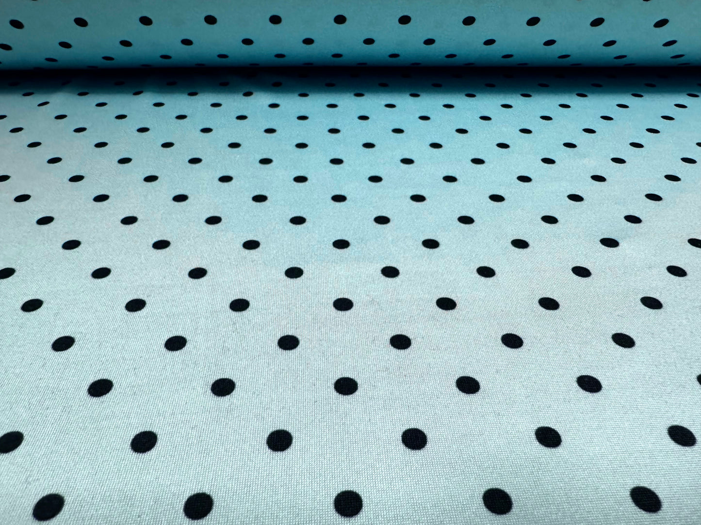 Stretch spandex single jersey fabric, per metre - polka dot print - sky blue