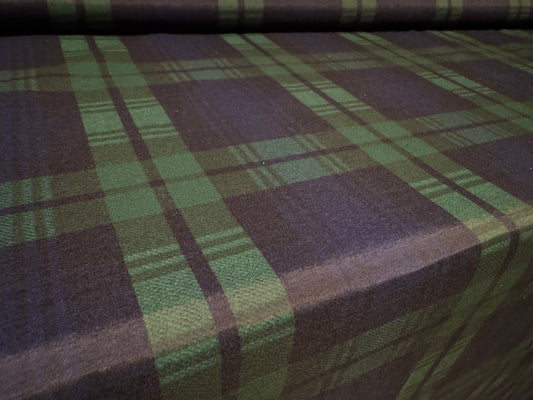 Lightweight woven nylon fabric, per metre - Blackwatch Tartan - navy & green