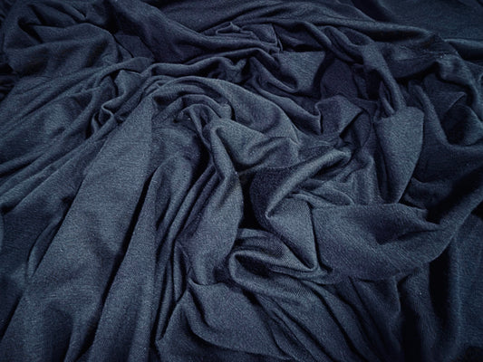 Viscose spandex stretch single jersey fabric, per metre - plain - navy blue