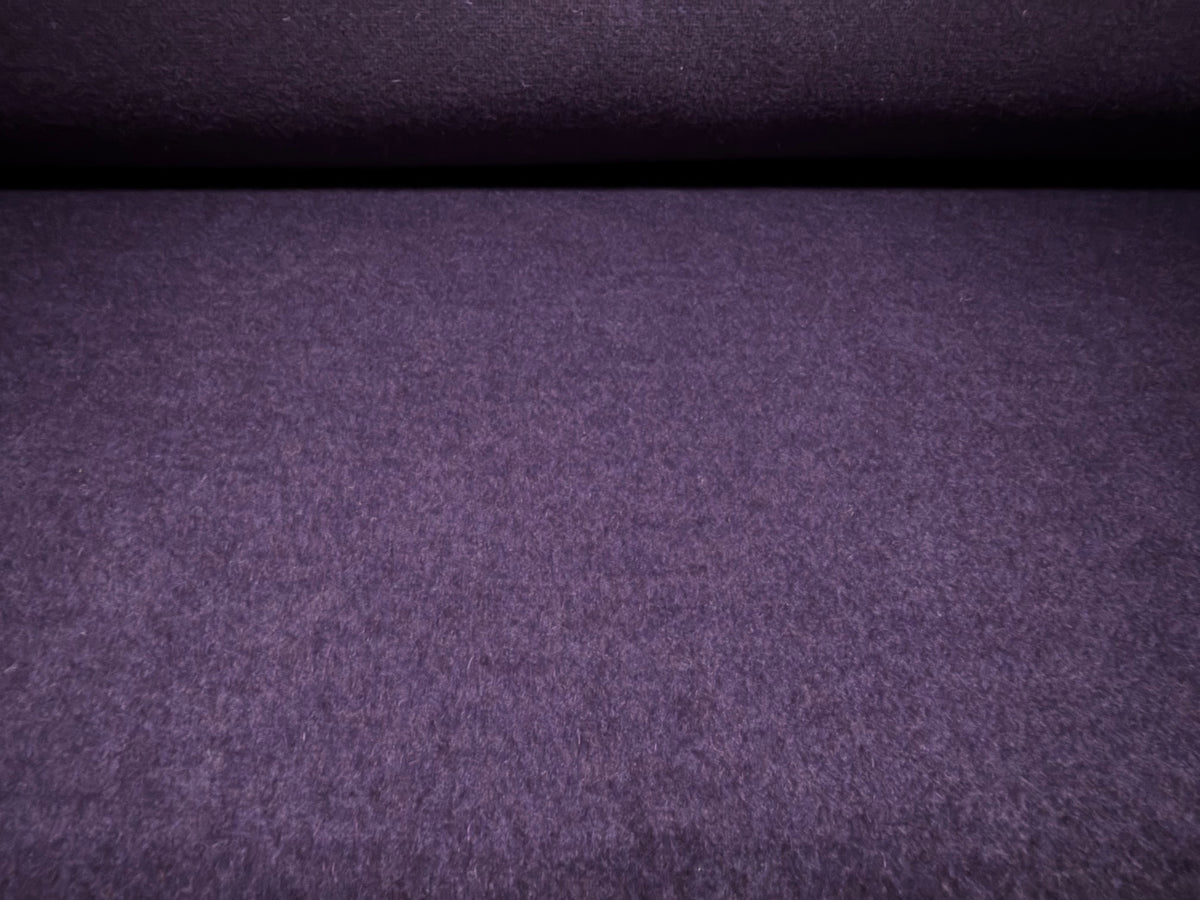 Heavyweight wool flannel fabric, per metre - plain - purple