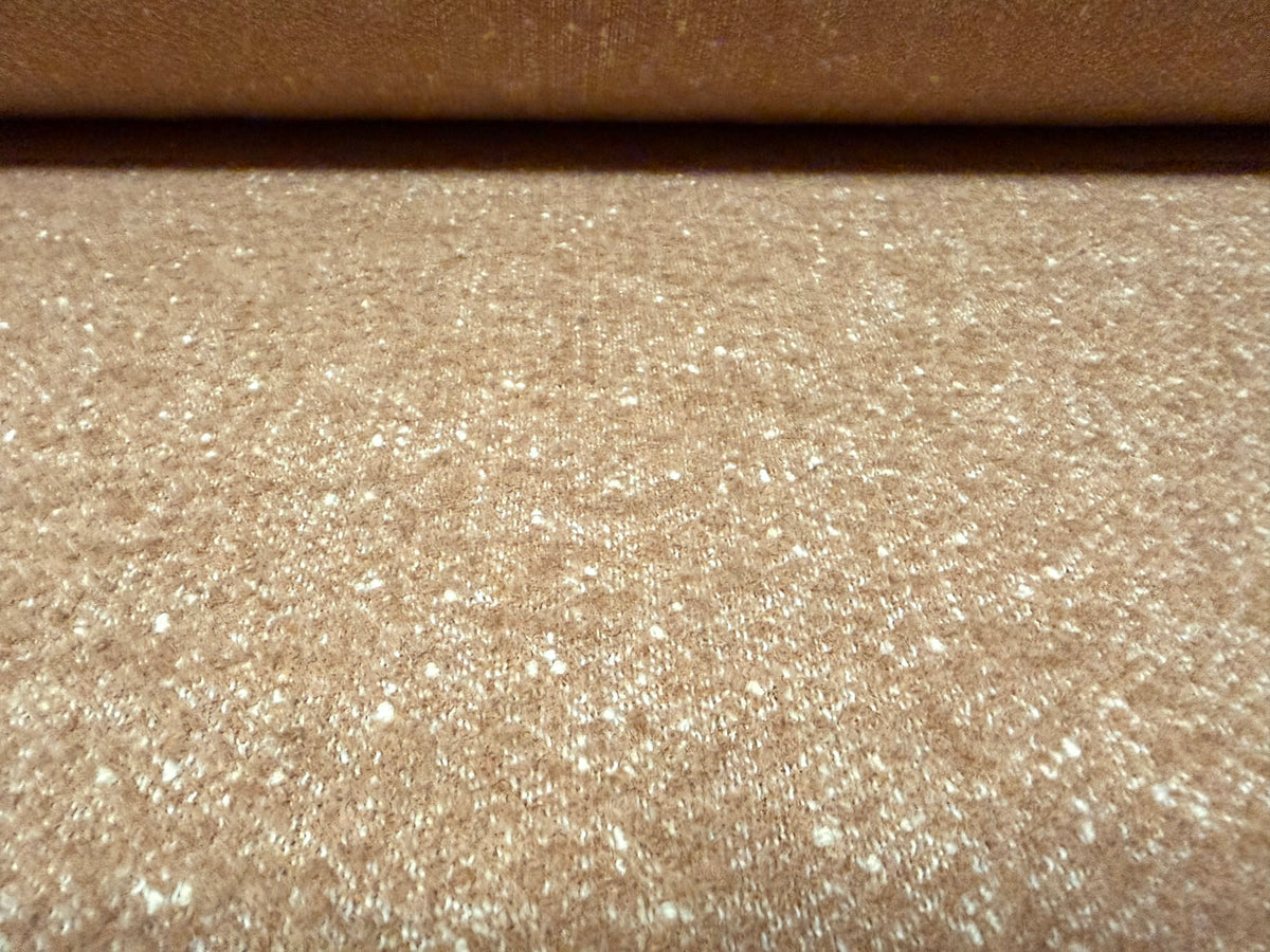Heavyweight wool bouclé fabric, per metre - fleck - light brown & cream