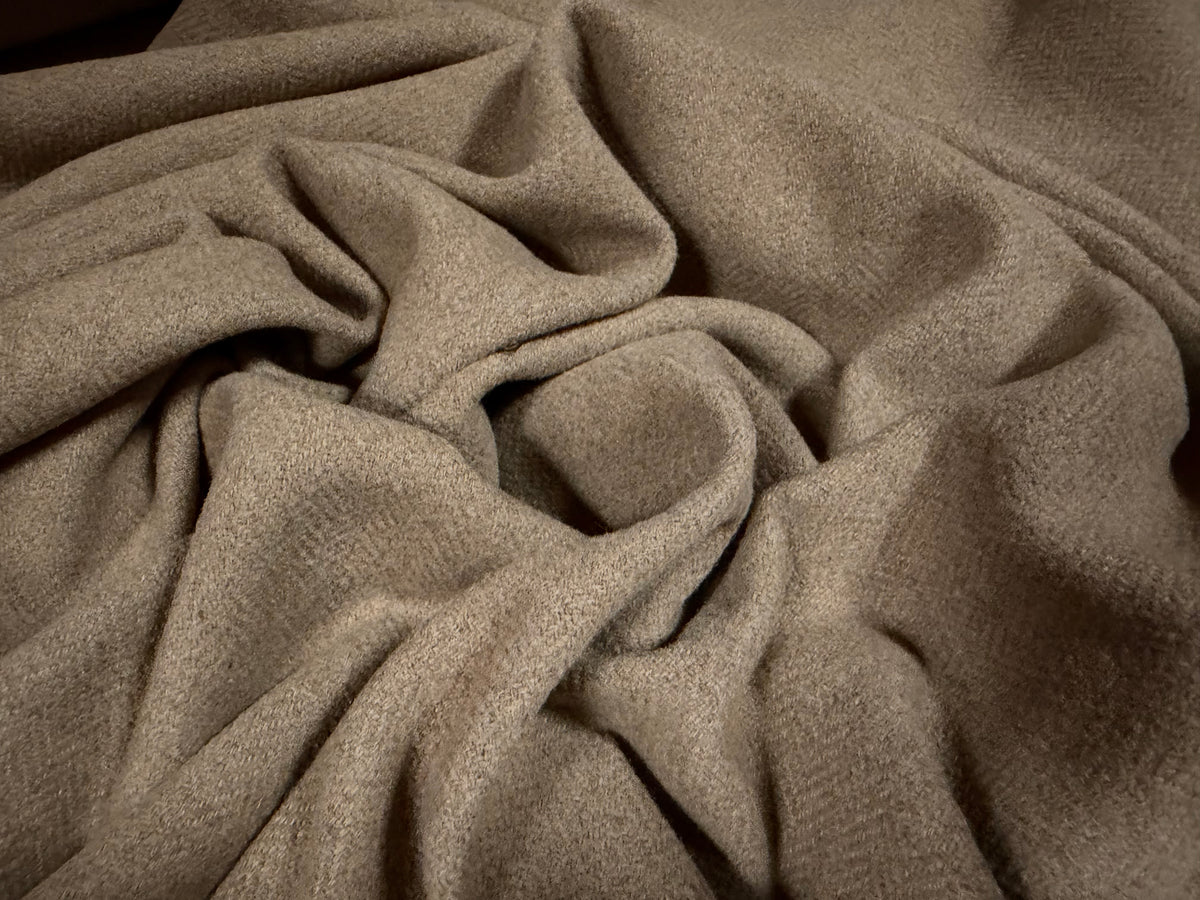 Heavyweight wool flannel fabric, per metre - plain - taupe