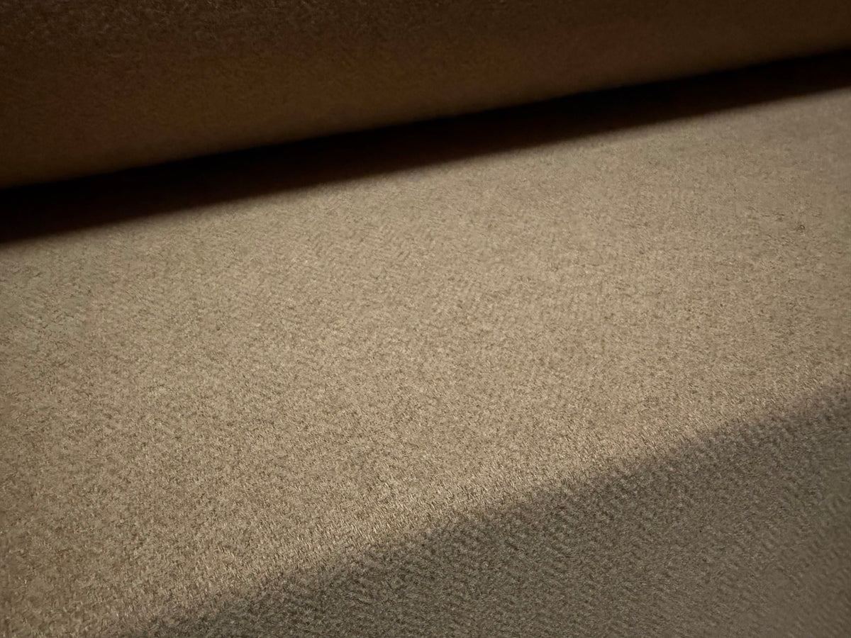 Heavyweight wool flannel fabric, per metre - plain - taupe