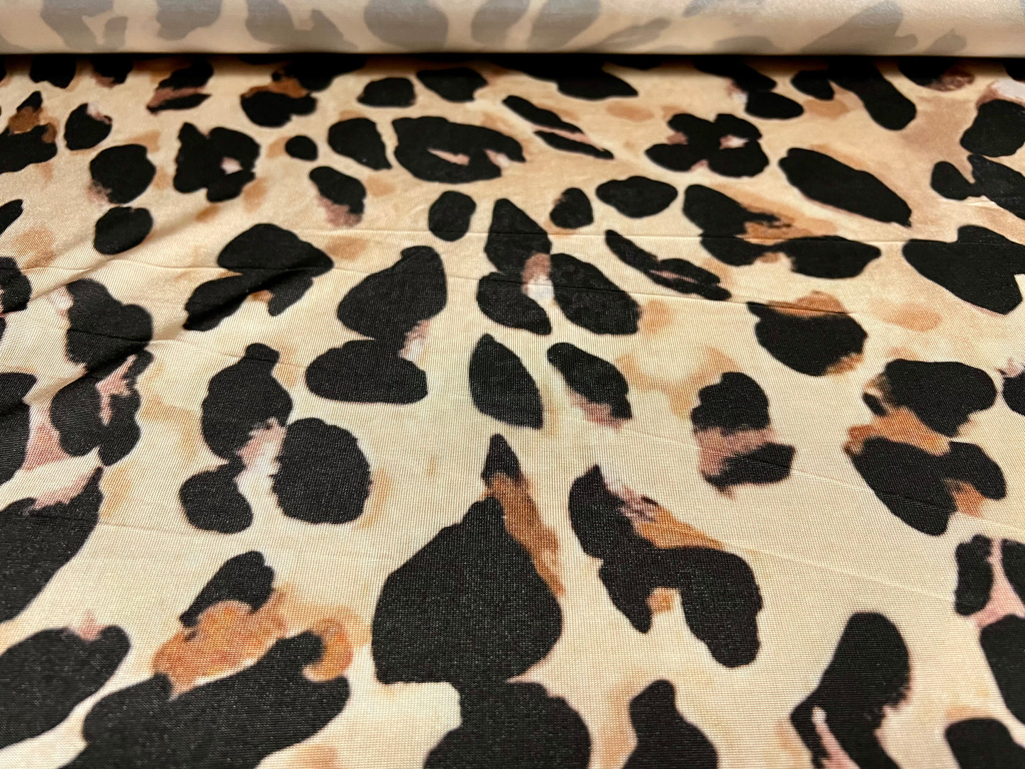 Stretch spandex single jersey fabric, per metre - jumbo cheetah print - cream