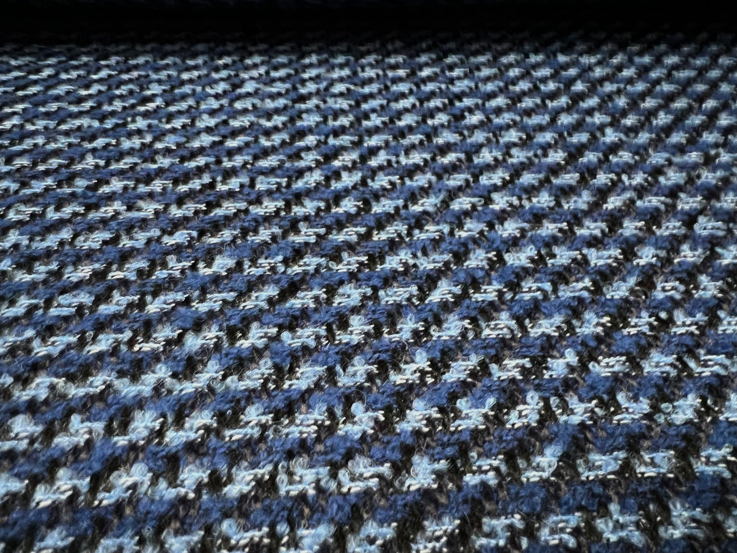 Wool blend bouclé fabric, per metre - jacquard - Royal & sky blue