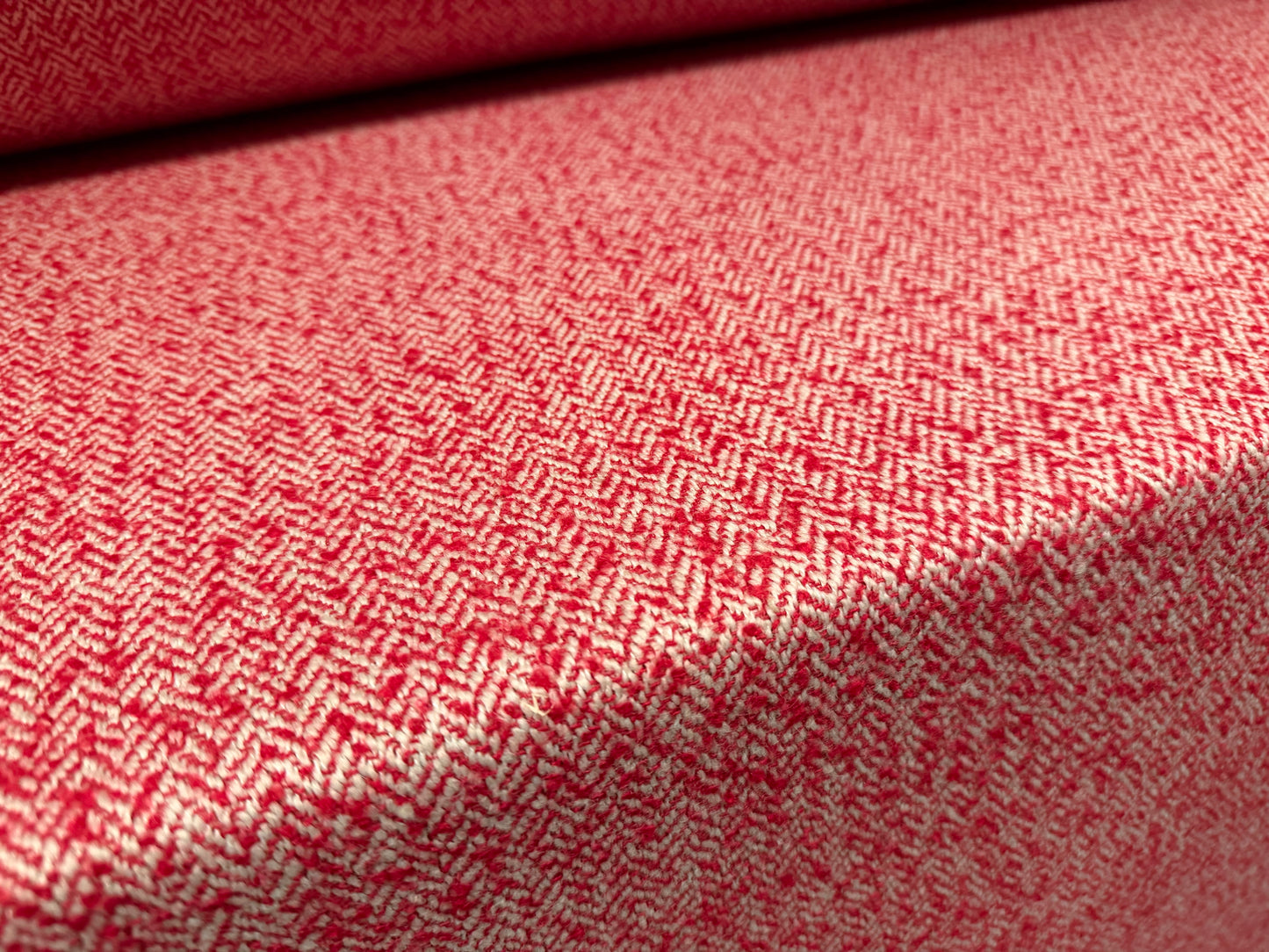 Heavyweight wool bouclé fabric, per metre - herringbone - red