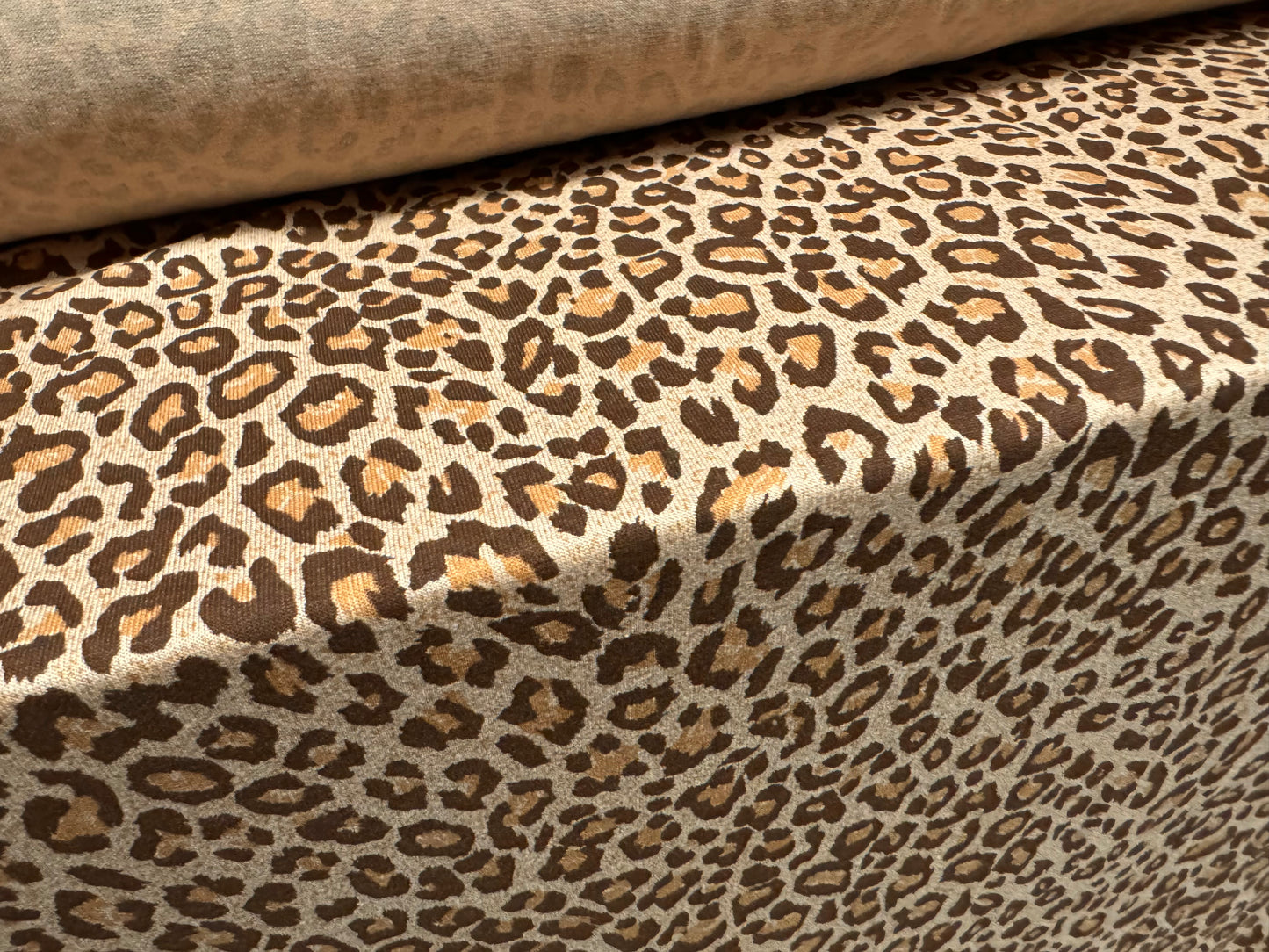 Viscose spandex stretch jersey fabric, per metre - leopardskin print - brown