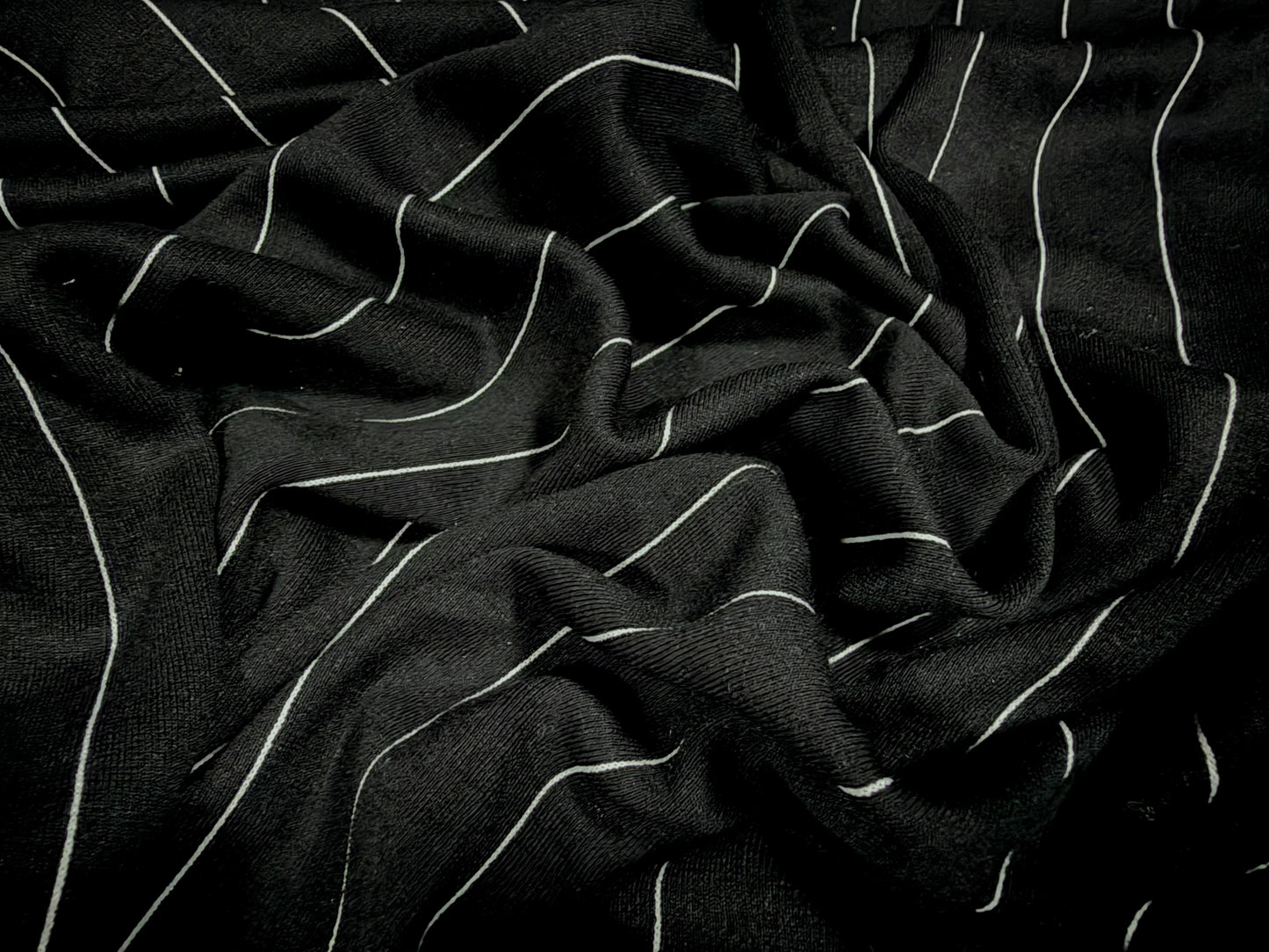 Ponte Roma double jersey knit stretch fabric, per metre - pinstripe - black & white