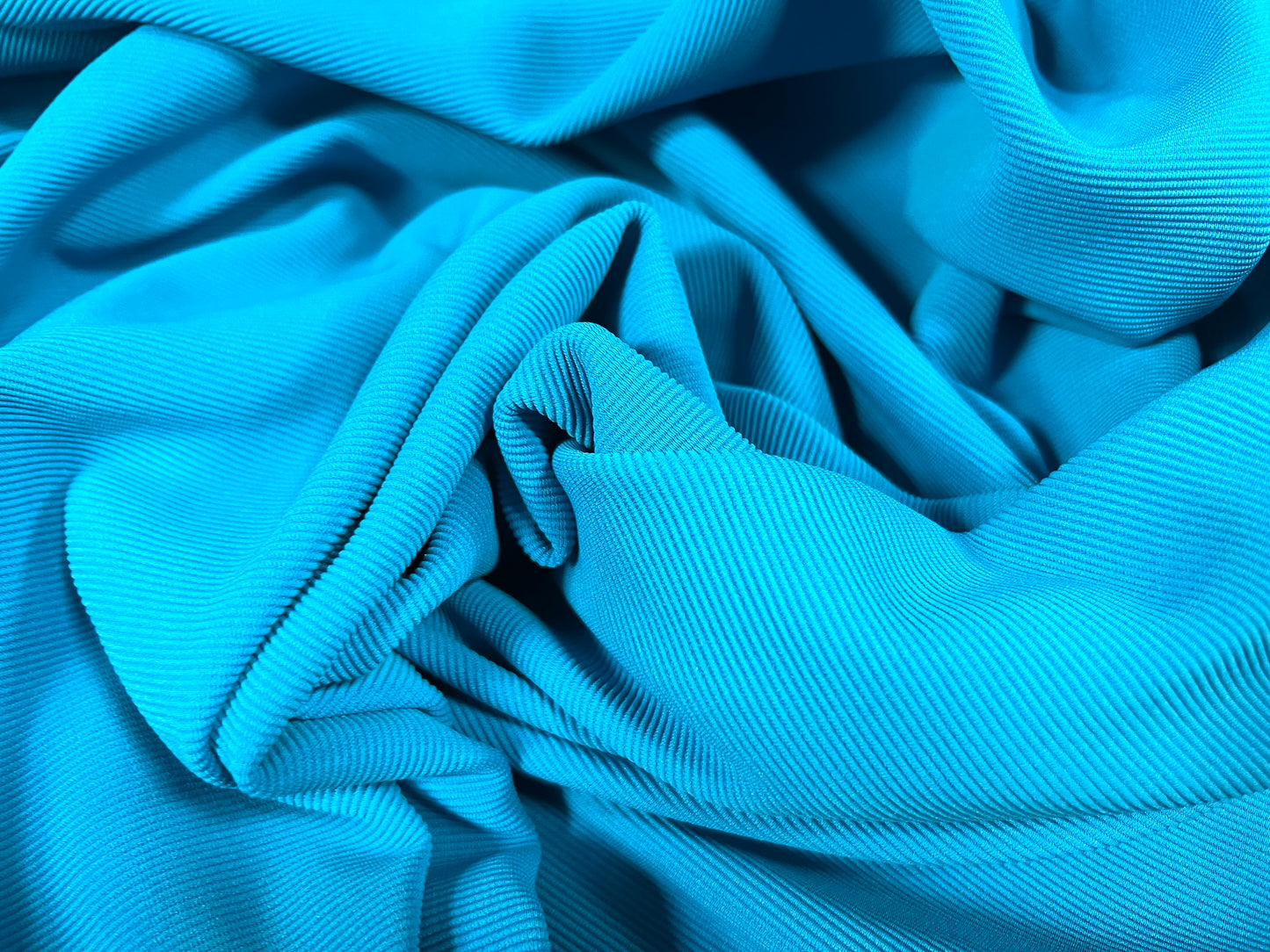 Fine Ottoman Rib Stretch Spandex Double Jersey Fabric , Per Metre - Plain - Turquoise