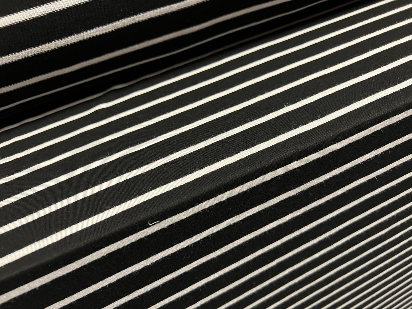 Viscose blend single jersey fabric, per metre - stripe - black & white