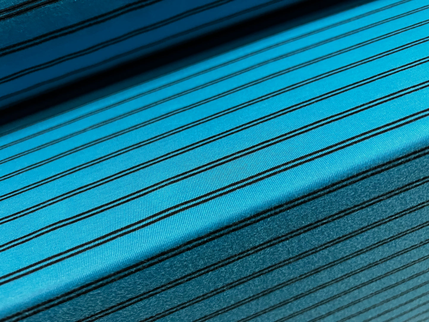 Soft handle single jersey fabric, per metre - tramline stripe - turquoise & black