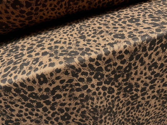 Scuba neoprene style double jersey stretch fabric, per metre - leopardskin floral fusion print - bronze