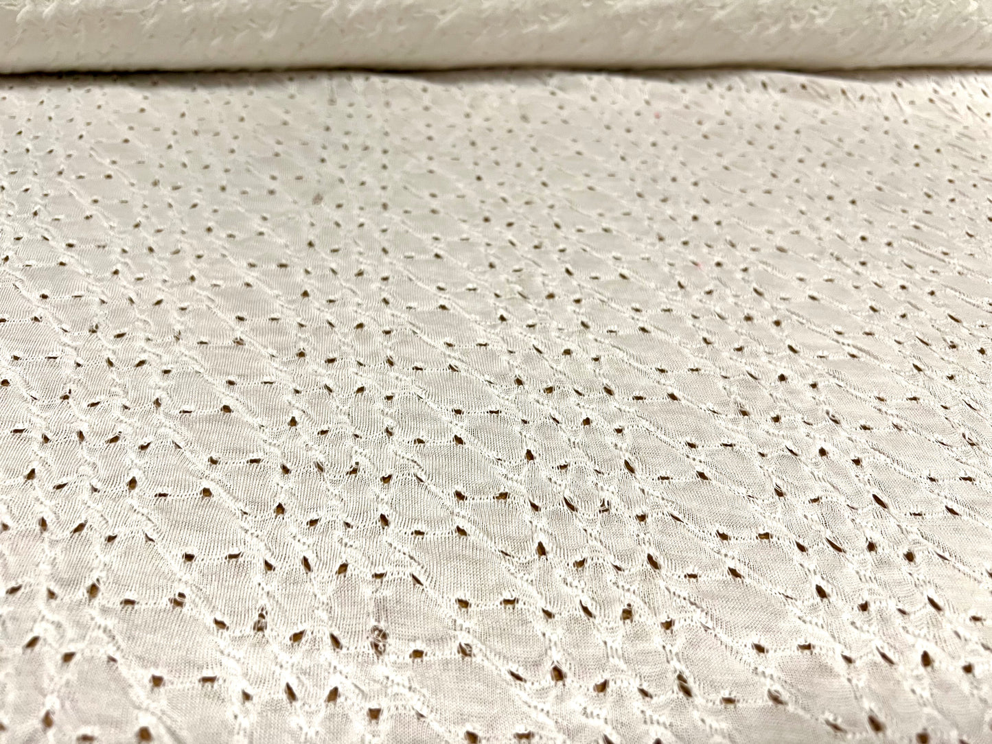 Broderie Anglais eyelet jersey dress fabric, per metre - ivory