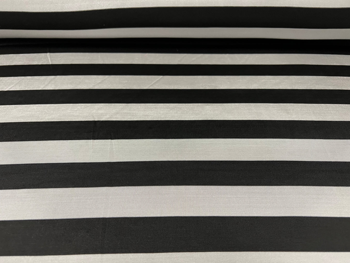 Disco shimmer Spandex stretch jersey fabric, per metre - stripe - silver & black