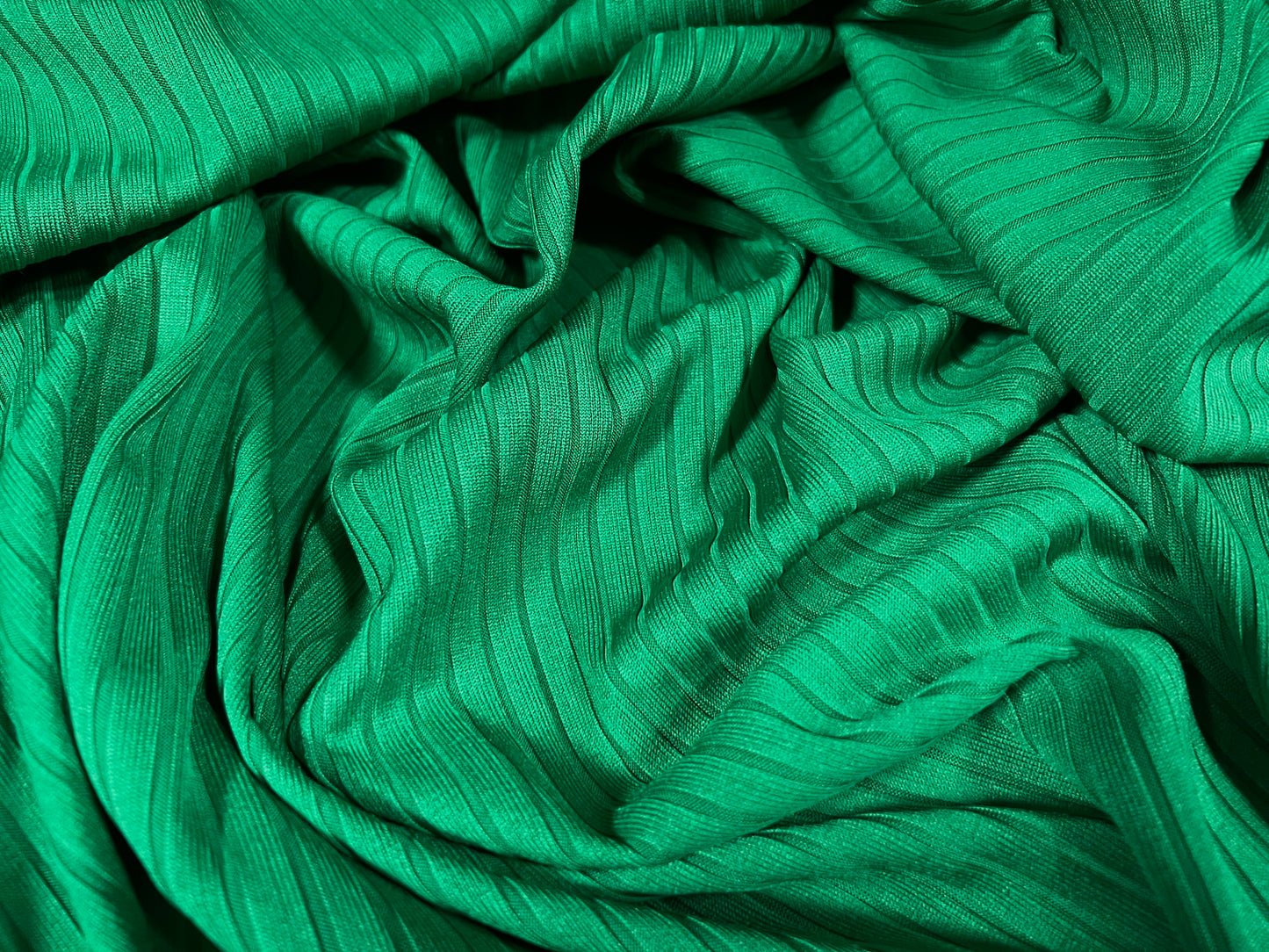 Stretch spandex rib jersey bodycon fabric, per metre - plain - emerald green