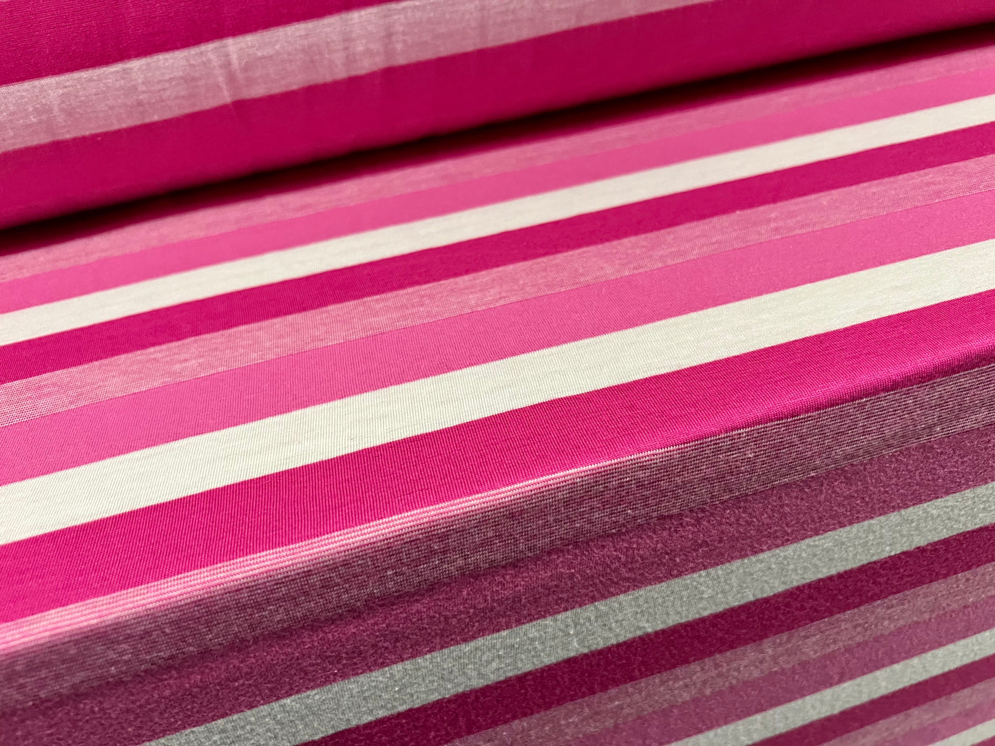 Viscose blend single jersey fashion fabric, per metre - stripe - cerise pink & white